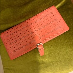 Coral Clutch with Buckle Detail